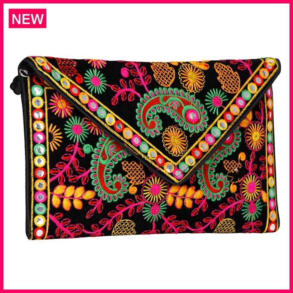 Cotton Patchwork Sling Crossbody Bag Adjustable Straps 7.6x12 Inches